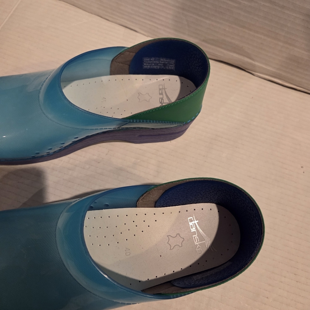 Dansko Professional Clogs Mules Translucent Blue … - image 6